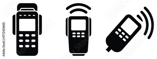 rfid reader minimal icon set, black color and white background