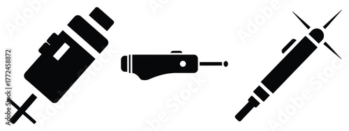 laser pointer minimal icon set, black color and white background