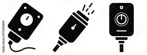 light dimmer minimal icon set, black color and white background