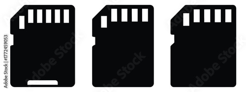 memory card minimal icon set, black color and white background
