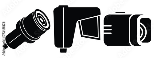 motion detector minimal icon set, black color and white background