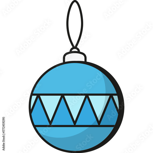 Blue Christmas Bauble Ornament Illustration
