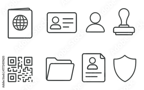 Security and identification symbols including passport and qr code