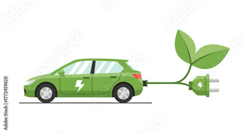 Green Electric Car Charging with Plant Power Eco-Friendly Transportation