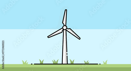 Wind turbine illustration A sustainable energy source for a greener future, renewable power