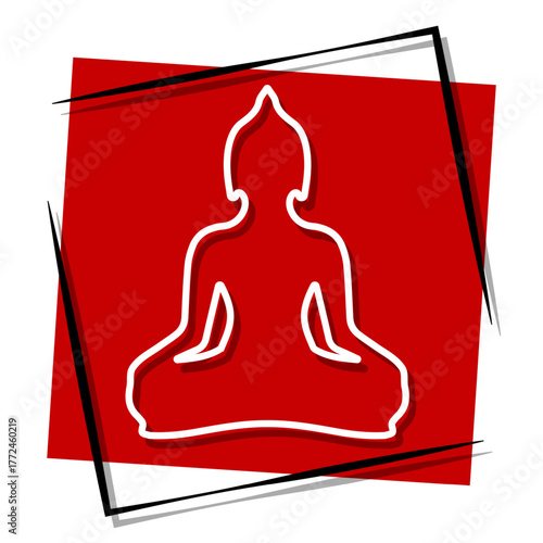 buddhism red banner in a frame. Vector illustration on a white background.