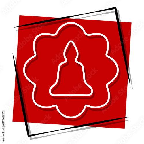 buddhism red banner in a frame. Vector illustration on a white background.