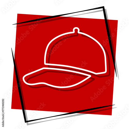cap sport, red banner in a frame. Vector illustration on a white background.