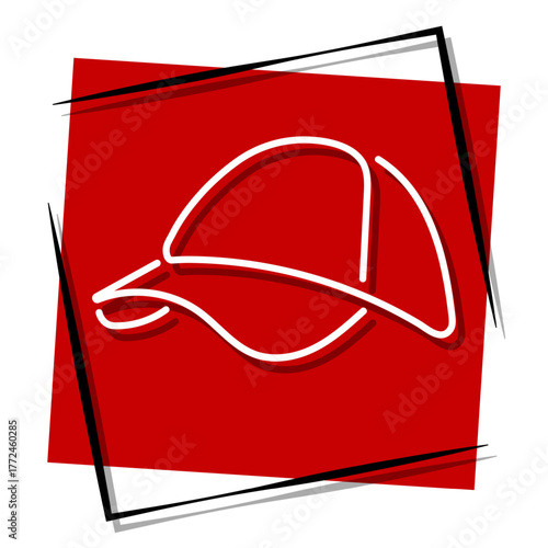 cap sport, red banner in a frame. Vector illustration on a white background.