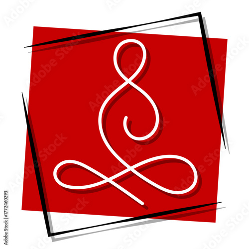 buddhism red banner in a frame. Vector illustration on a white background.