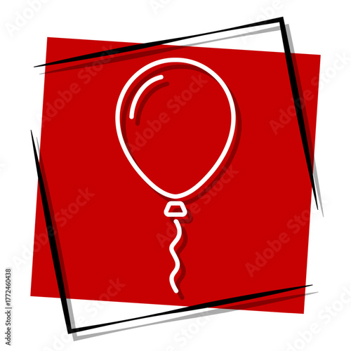 balloons red banner in a frame. Vector illustration on a white background.