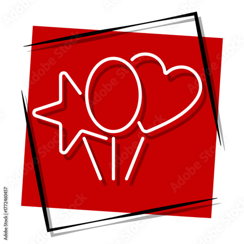 balloons red banner in a frame. Vector illustration on a white background.