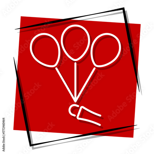 balloons red banner in a frame. Vector illustration on a white background.