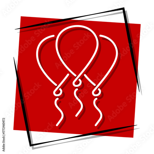 balloons red banner in a frame. Vector illustration on a white background.