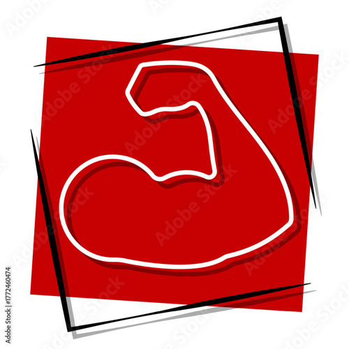 biceps red banner in a frame. Vector illustration on a white background.