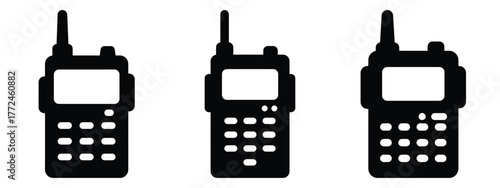 walkie talkie minimal icon set, black color and white background