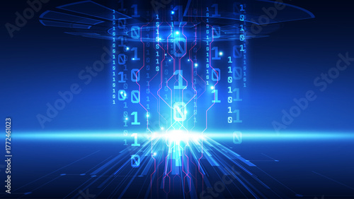 Binary Code Data Stream Technology Background: Big Data Transfer and Digital Information Flow