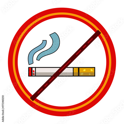 No Smoking Vector Illustration, Stop Tobacco Symbol, Anti-Smoking Prohibition Sign for Public Health Awareness, Clean Air Campaign, Smoke-Free Zone Warning Icon Design.