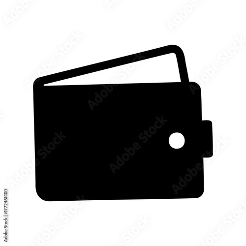 Simple black wallet icon for financial and economic transactions representation symbol