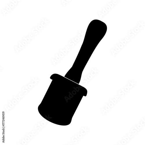 Stylized black silhouette graphic illustration of a nail polish brush applicator