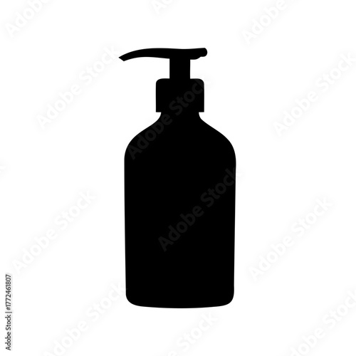 Silhouette of a lotion or soap dispenser bottle, useful for sanitizing