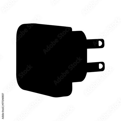 Silhouette of a two pin power adapter for mobile or electronic device