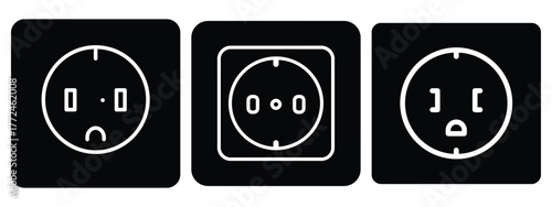 smart outlet minimal icon set, black color and white background