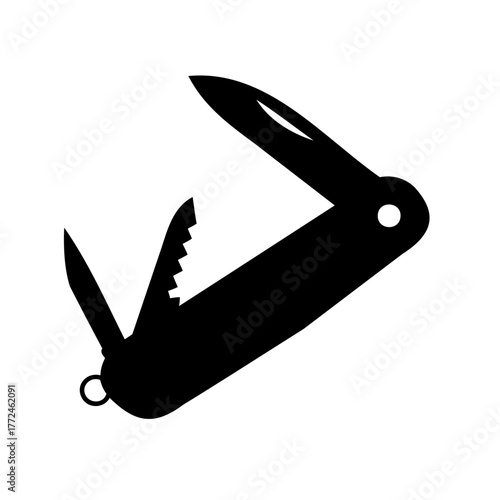 Silhouette illustration of a multipurpose pocket knife with tools extended out