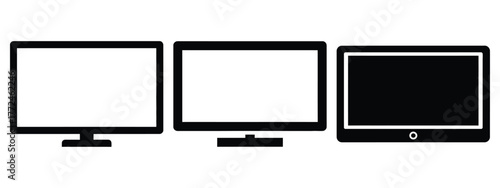 smart tv minimal icon set, black color and white background