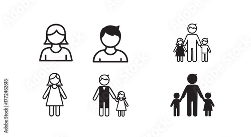 Family icons representing father mother daughter and son for web design