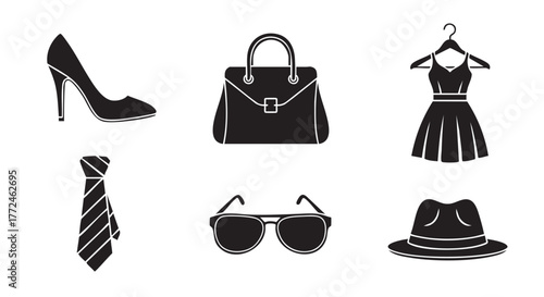 Fashion accessories silhouette set for man and woman style vector