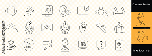 Support and Help icons for web and mobile app. Online assistance, email, customer service, contact, help, helpdesk, feedback, 24 hrs.