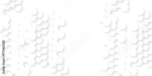 White abstract honeycomb mosaic and tile geometric hexagon vector illustration. geometric digital technology polygon science vintage square mosaic and web cover business texture.	
