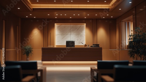 Wallpaper Mural Digital courtroom with real-time AR translation and AI-guided legal transcription, symbolizing accessibility, equality, and advanced legal communication. cinematic color correction, gentle Torontodigital.ca