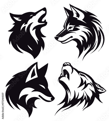 drawing wolf illustrations design for templates.	