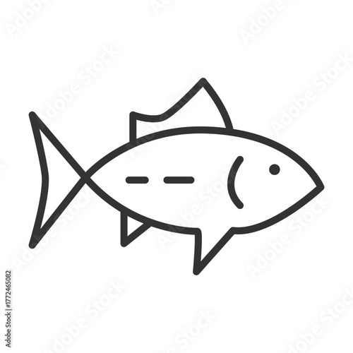 Outline of a fish with fins and a simple eye