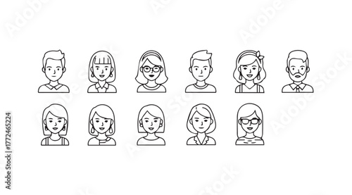 Diverse collection of hand drawn sketch portraits representing various personalities and styles vector