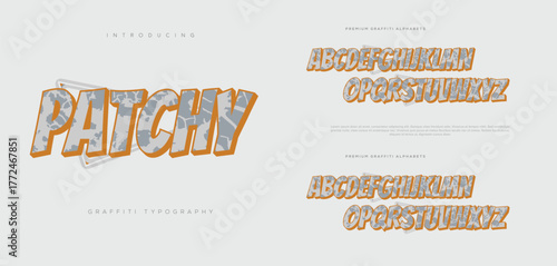 Graffiti Street Font Cracked Wall Texture 3D Bold Alphabet Vector