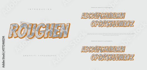 Cracked Concrete Graffiti Font Bold Street Art Alphabet Vector