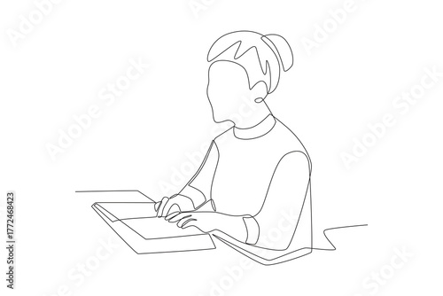 World braille day concept one-line drawing