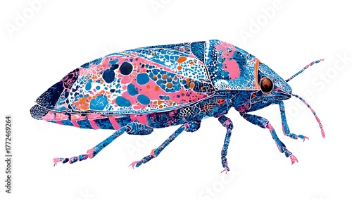 Colorful Stink Bug Illustration A Vibrant Watercolor Depiction of an Insect