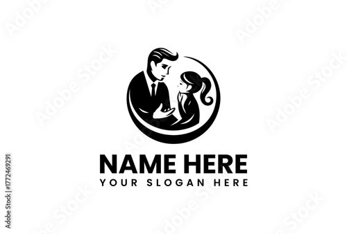 Caring Father and Daughter Logo for Family-Oriented Businesses