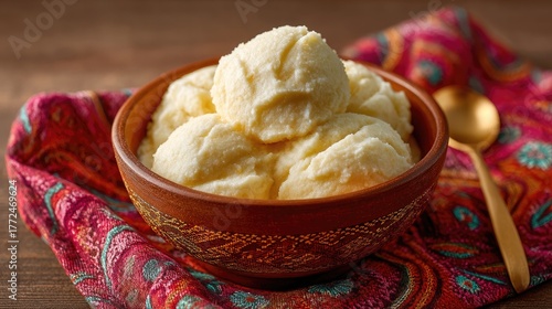 Zimbabwe dish Sadza Cornmeal porridge stiff white dough-like consistency