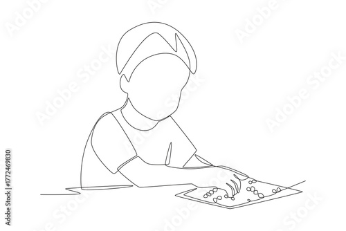 World braille day concept one-line drawing