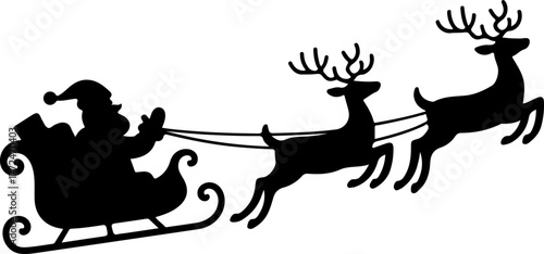 Santa Claus with sleigh and reindeer Vector Art