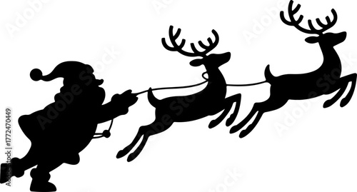 Santa Claus with sleigh and reindeer Vector Art