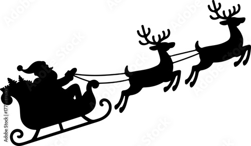 Santa Claus with sleigh and reindeer Vector Art