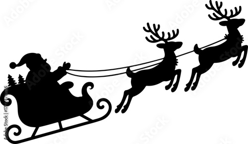 Santa Claus with sleigh and reindeer Vector Art
