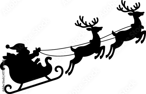 Santa Claus with sleigh and reindeer Vector Art