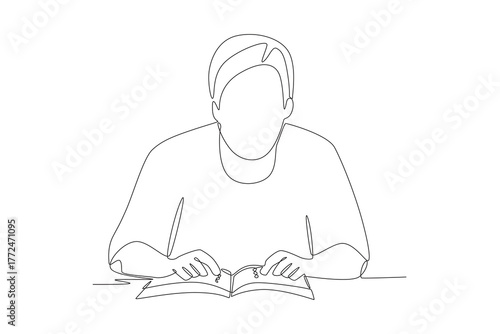 World braille day concept one-line drawing